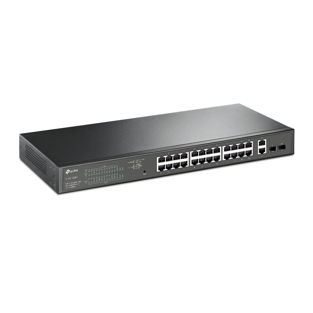 CONMUTADOR TP-LINK TL-SG1428PE, 24 PUERTOS POE+ 10/100/1000, 2 PUERTOS ADICIONALES, MONTAJE EN RACK - 1