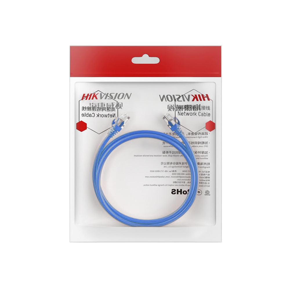 CABLE PATCH CORD HIKVISION AZUL 0.5M UTP - CONEXIÓN RÁPIDA Y SEGURA PARA REDES ETHERNET - 1