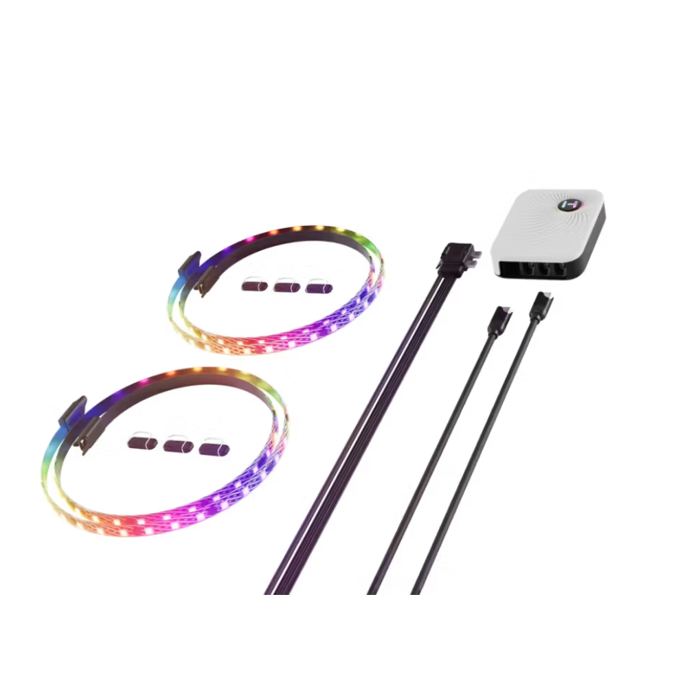 KIT DE TIRAS LED HYTE LS30 QRGB 2 PACK CON CONTROLADOR NP50 NEXUS - ILUMINA TU ESPACIO EN COLORES VIBRANTES - 1