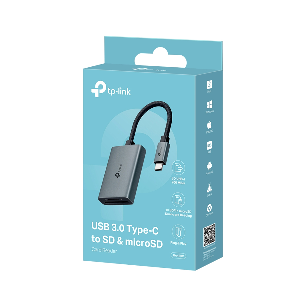 LECTOR GRABADOR USB-C TP-LINK UA430C PARA TARJETAS DE MEMORIA, COMPACTO Y DE ALTA VELOCIDAD - 1