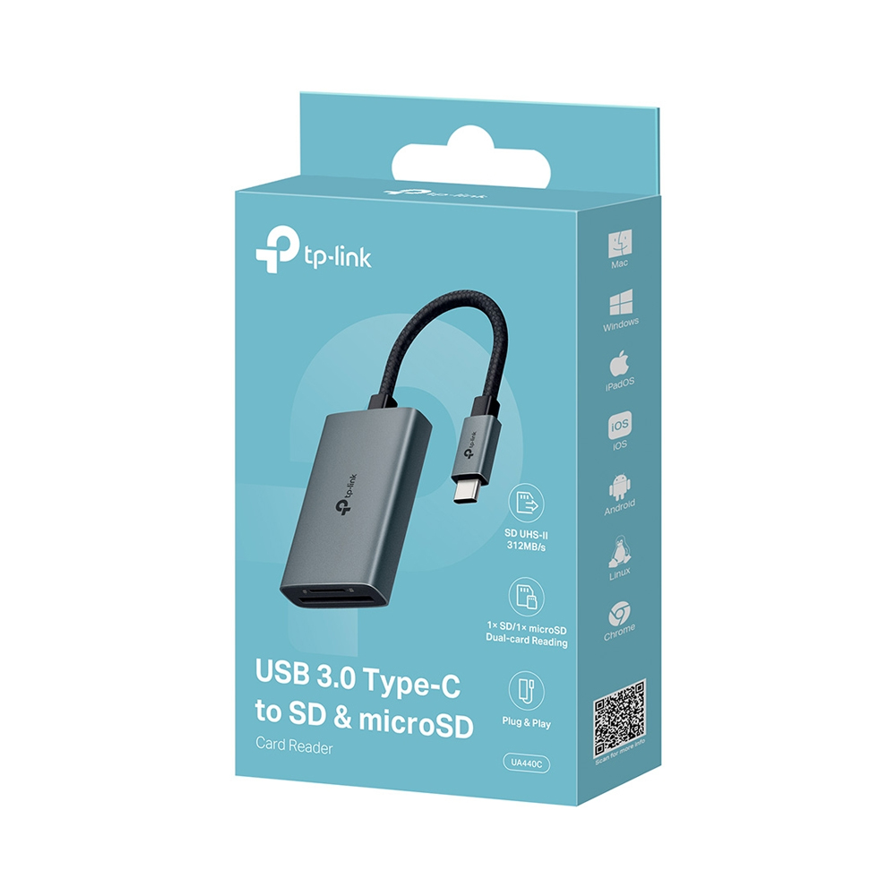 ADAPTADOR TP-LINK UA440C USB-C A SD, TRANSFERENCIA ULTRARRÁPIDA USB 3.0, COMPACTO Y VERSÁTIL - 1