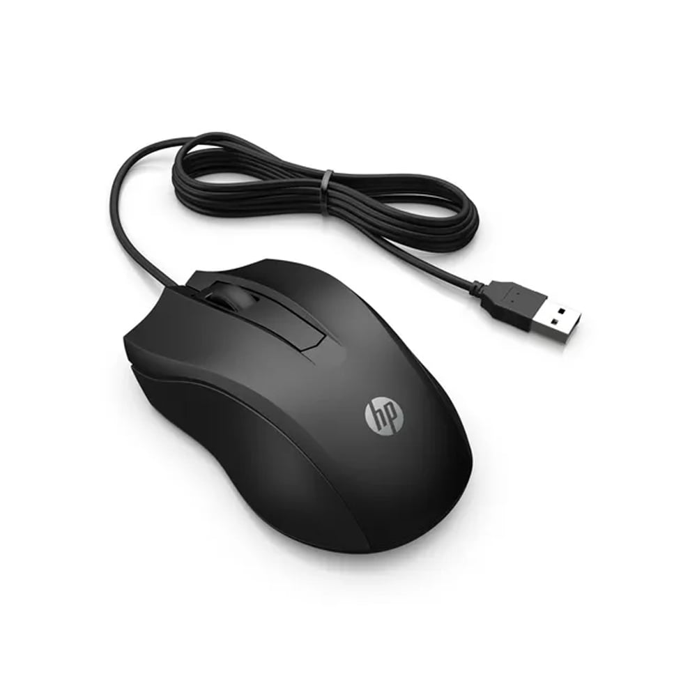 MOUSE HP WIRED 100 LTNA, CONEXIÓN USB, DISEÑO ERGONÓMICO, IDEAL PARA OFICINA Y JUEGOS, NEGRO - 1