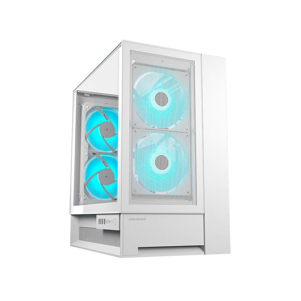 GABINETE COUGAR OMNYX CGR-2WA3W-RGB MEDIA TORRE CRISTAL BLANCO 5 COMPARTIMIENTOS 6 USBS - 1