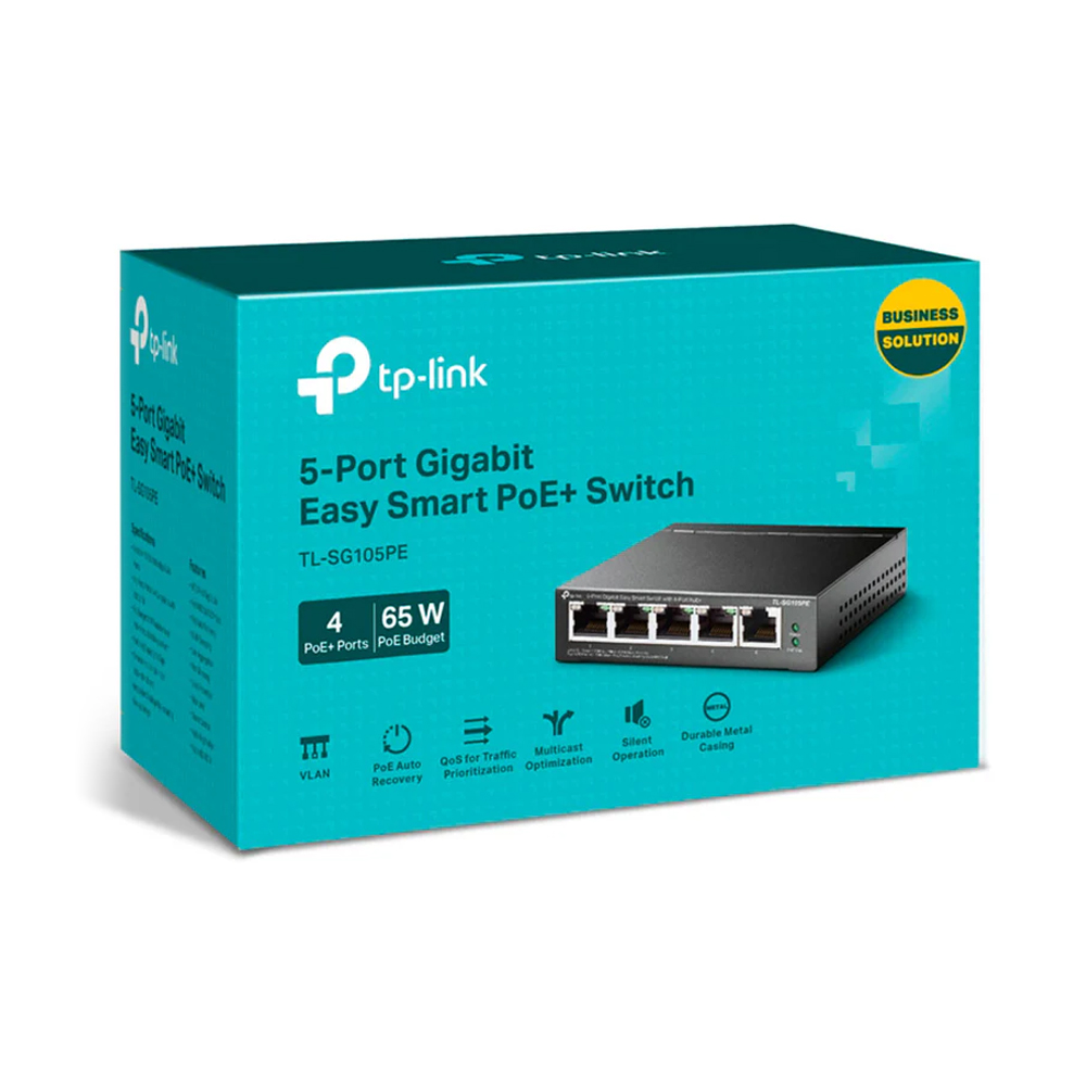 CONMUTADOR TP-LINK TL-SG105PE GESTIONADO 5 PUERTOS GIGABIT 4 POE SOBREMESA 65W - 1