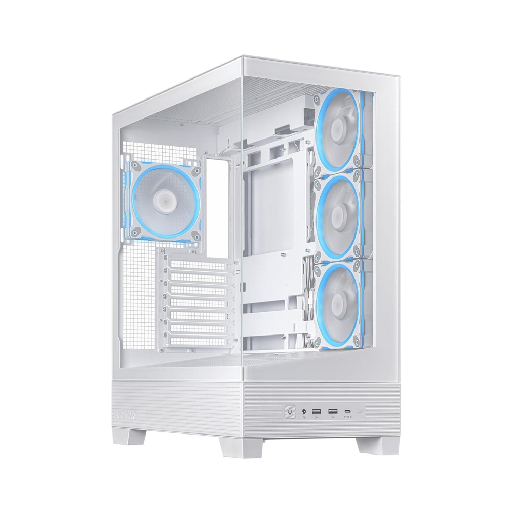 GABINETE ASUS A31 PLUS FORMATO MID-TOWER CON PANEL DE VIDRIO TEMPLADO Y ILUMINACIÓN ARGB - 1