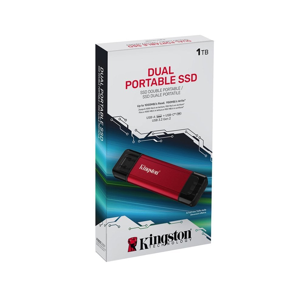 SSD KINGSTON 1TB DUAL USB AC RÁPIDO Y COMPACTO PARA ALMACENAMIENTO PORTÁTIL - 1