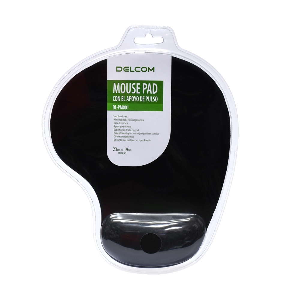 MOUSE PAD ERGONÓMICO DELCOM DL-PM001 CON ALMOHADILLA DE APOYO DE MUÑECA SUPERFICIE DE TELA NEGRO - 1