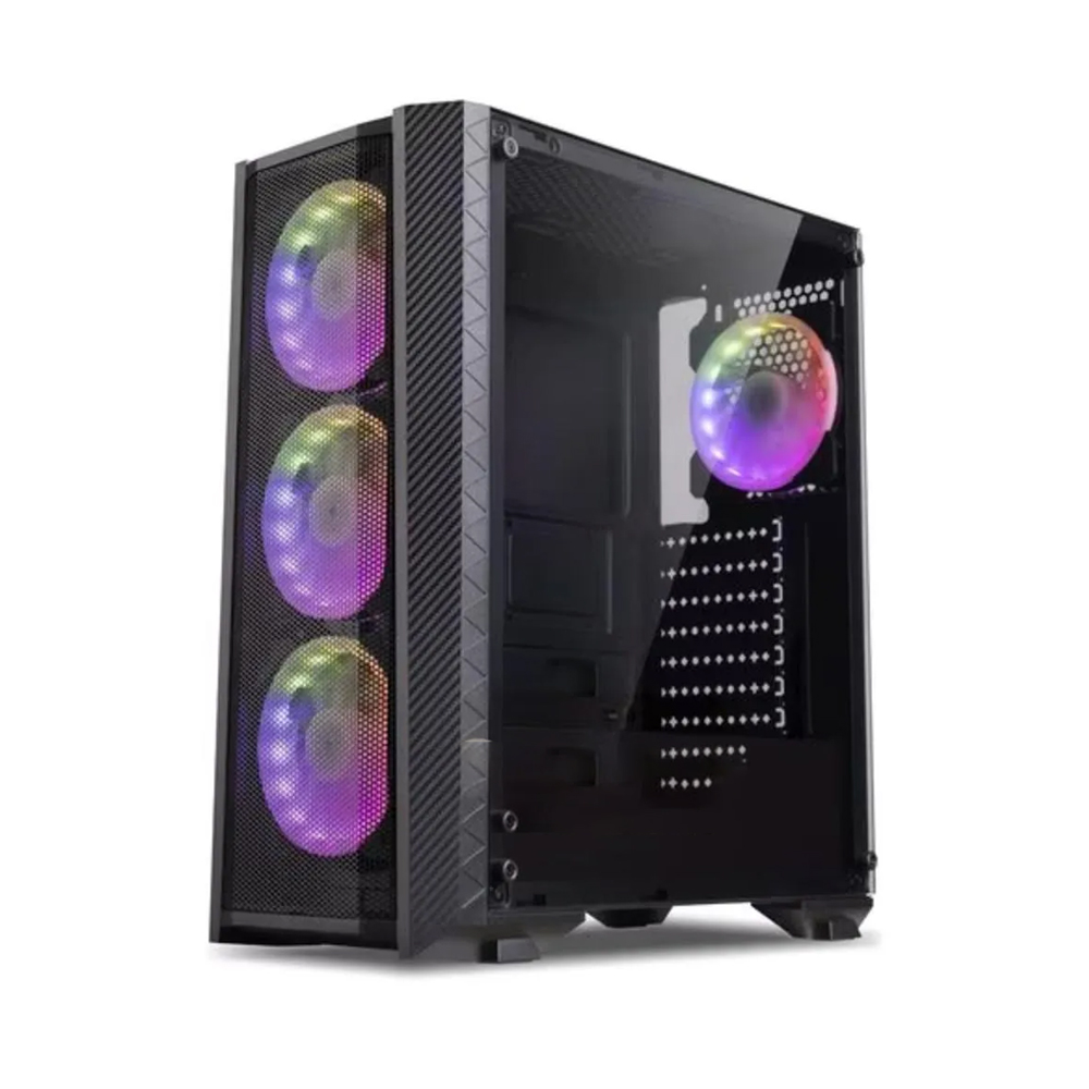 CASE MID TOWER GAME PRO GP7681B NEGRO 4 VENTILADORES ARGB PARA PC GAMING - 1