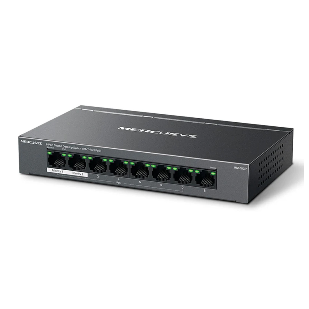 SWITCH POE MERCUSYS MS108GP 8 PUERTOS GIGABIT 7 PUERTOS POE+ - 1