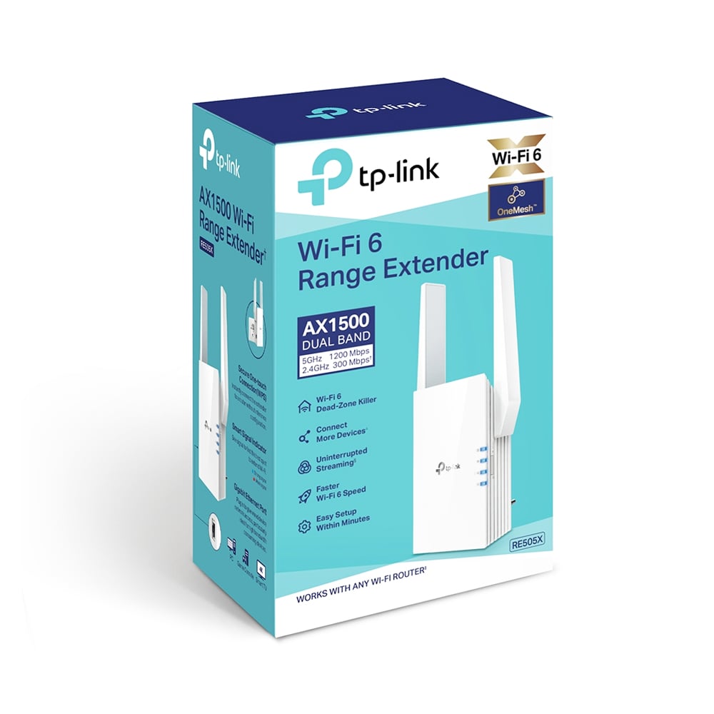TP-LINK RE505X EXTENSOR DE RED WI-FI 6 AX1500 300MBPS 2.4GHZ 867MBPS 5GHZ 2 ANTENAS EXTERNAS - 1