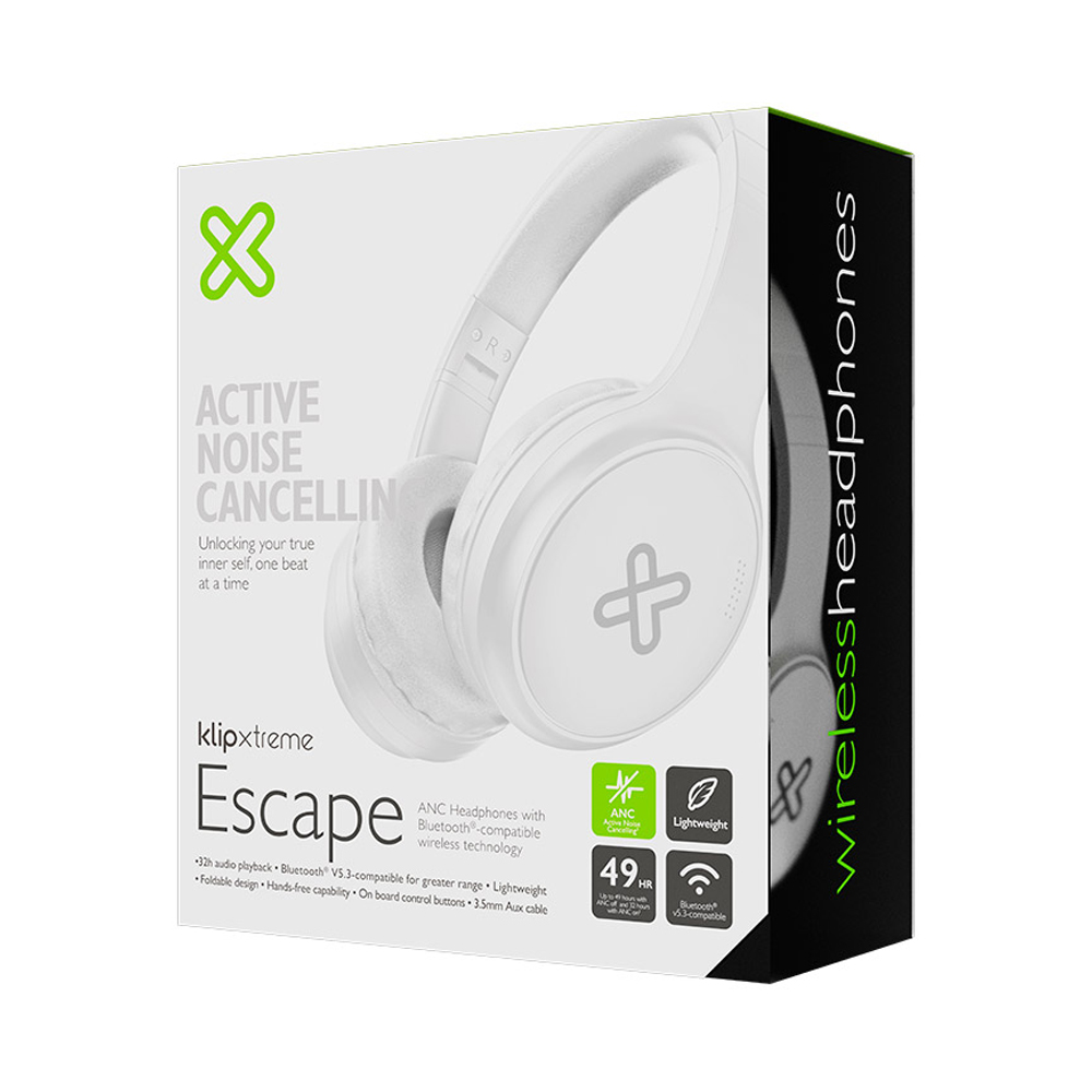 HEADPHONES KLIP XTREME KNH-300WH WIRELESS ANC 32HR WHITE - 1