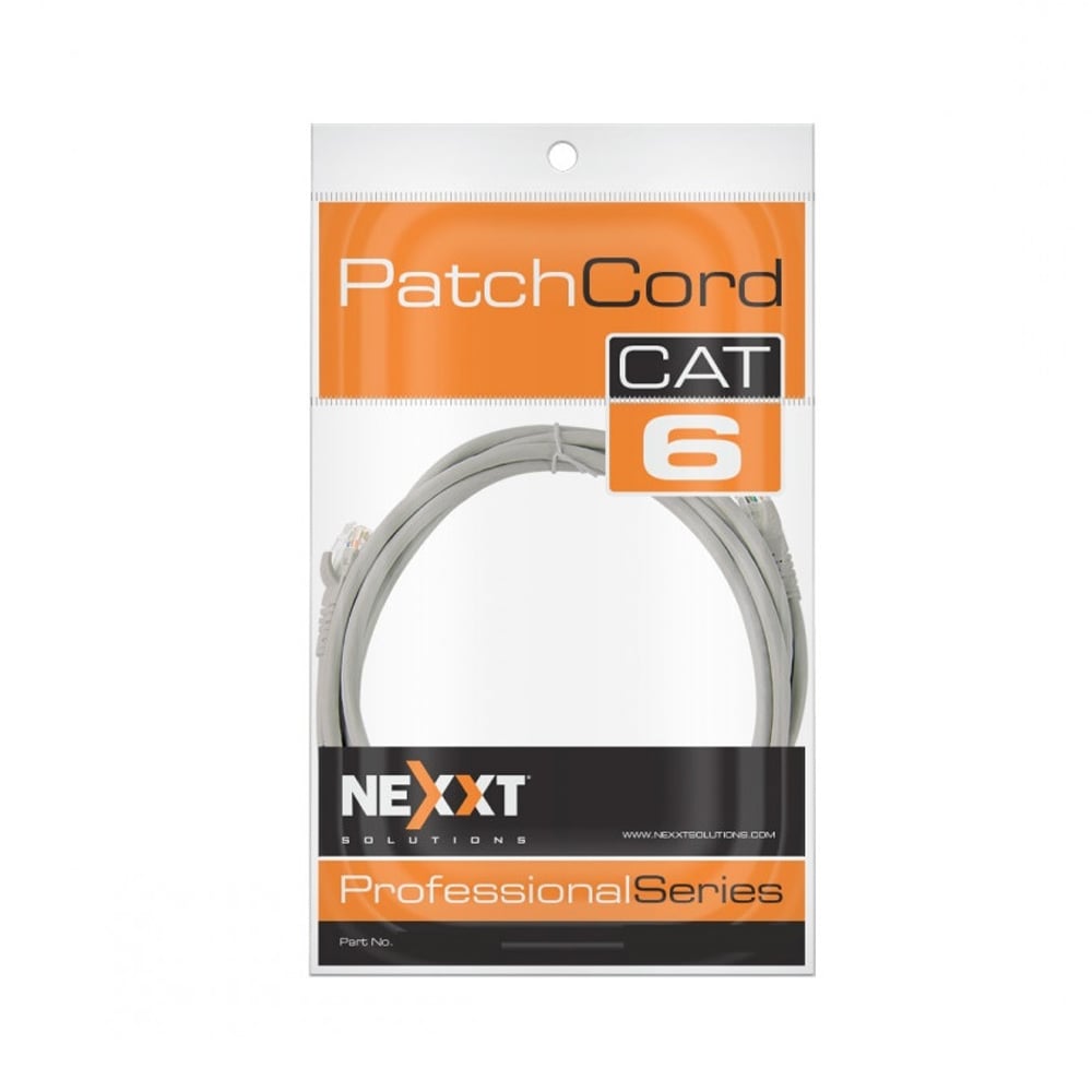 CABLE DE RED NEXXT PATCH CORD CAT6 10FT, VELOCIDAD DE TRANSMISIÓN ALTA, COLOR GRIS - 1