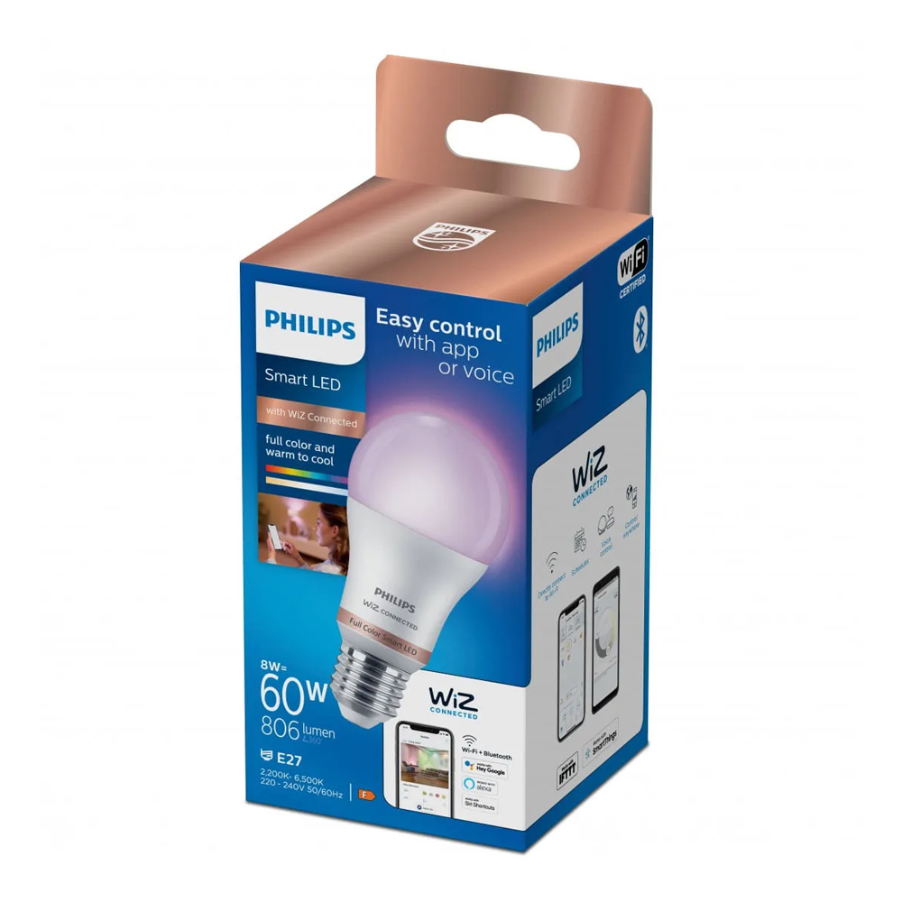 BOMBILLA LED INTELIGENTE WIZ A60 E27 8W FULL COLOR RGB 2200-6500K - 1