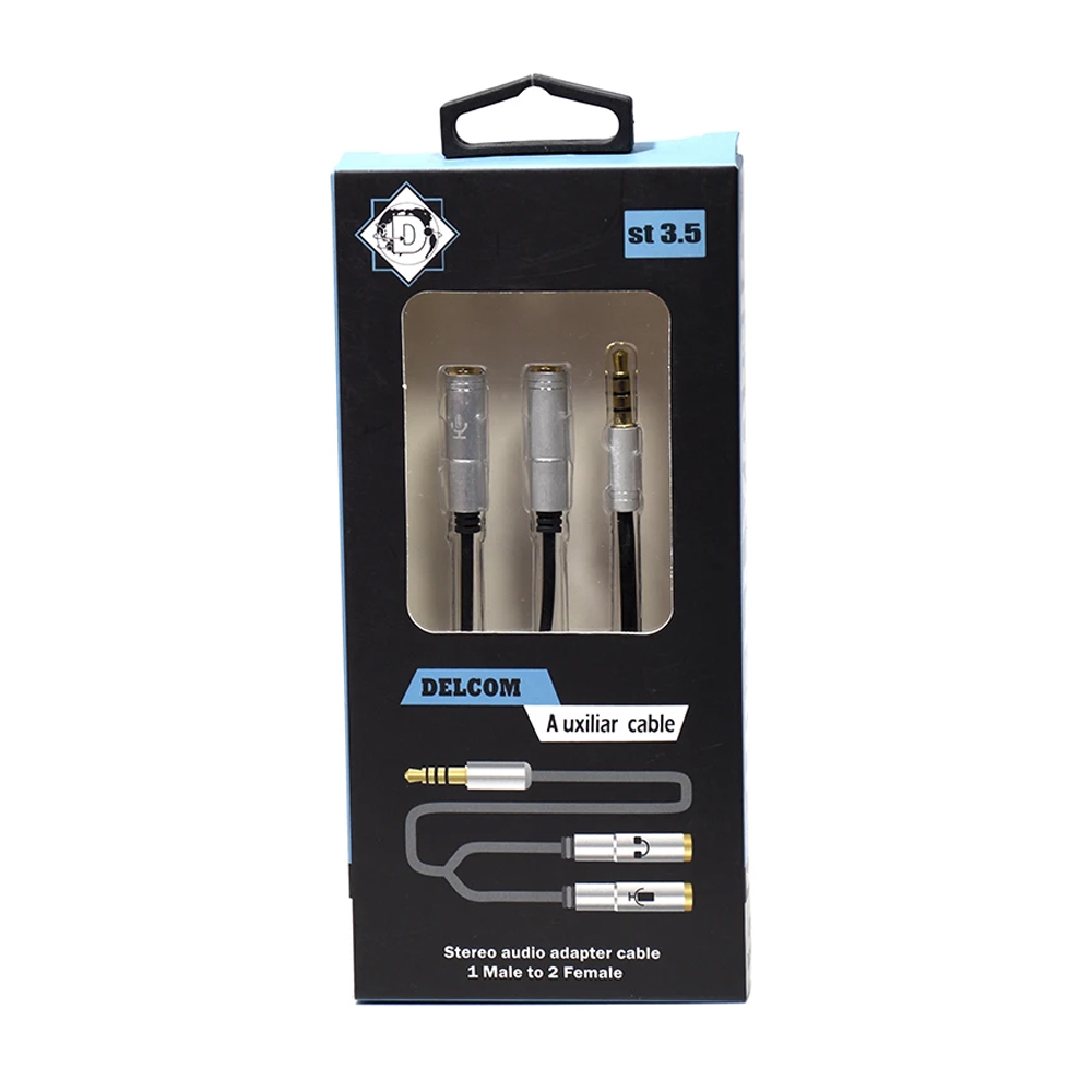 CABLE DELCOM ADAPTADOR BIFURCADOR DE AUDIO Y MICRÓFONO 3.5MM - 1