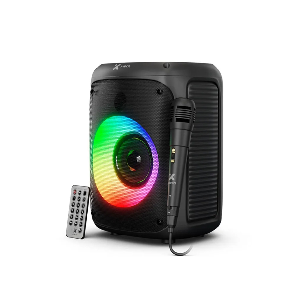 XTECH XTS-661 SPEAKER PORTÁTIL INALÁMBRICO NEGRO CON LUCES Y MICRÓFONO - SONIDO SONICBLOOM - 1
