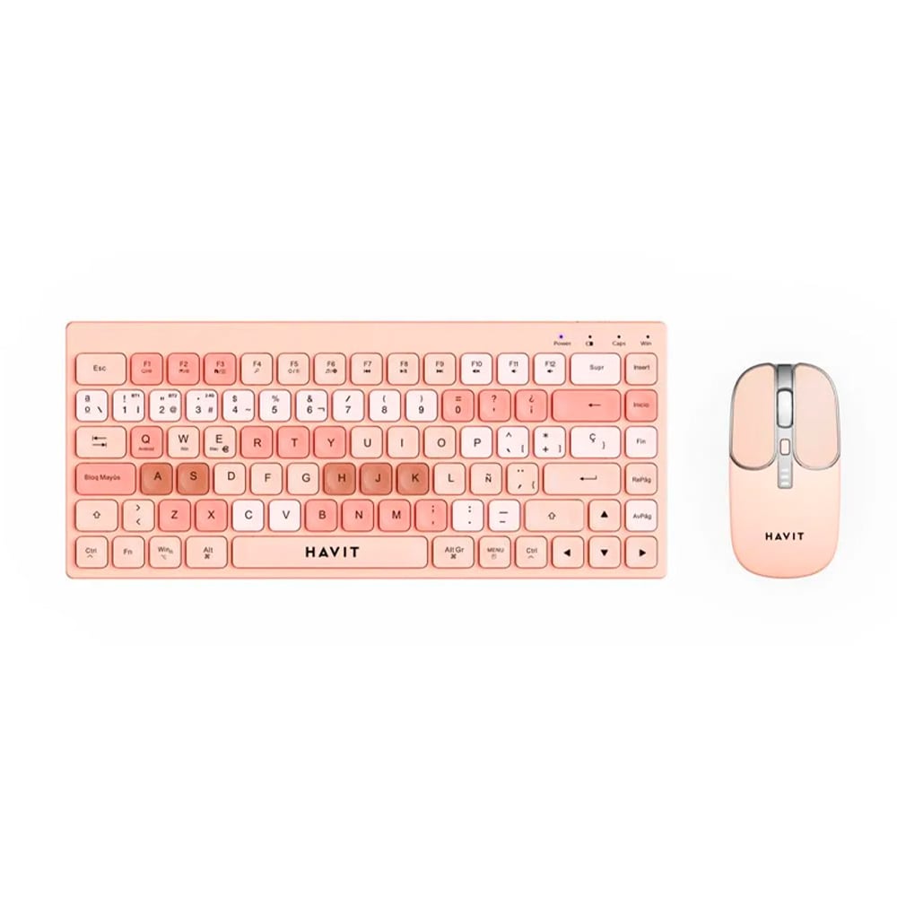 TECLADO Y MOUSE HAVIT KB831WB-SP INALÁMBRICO BLUETOOTH ROSA - 1