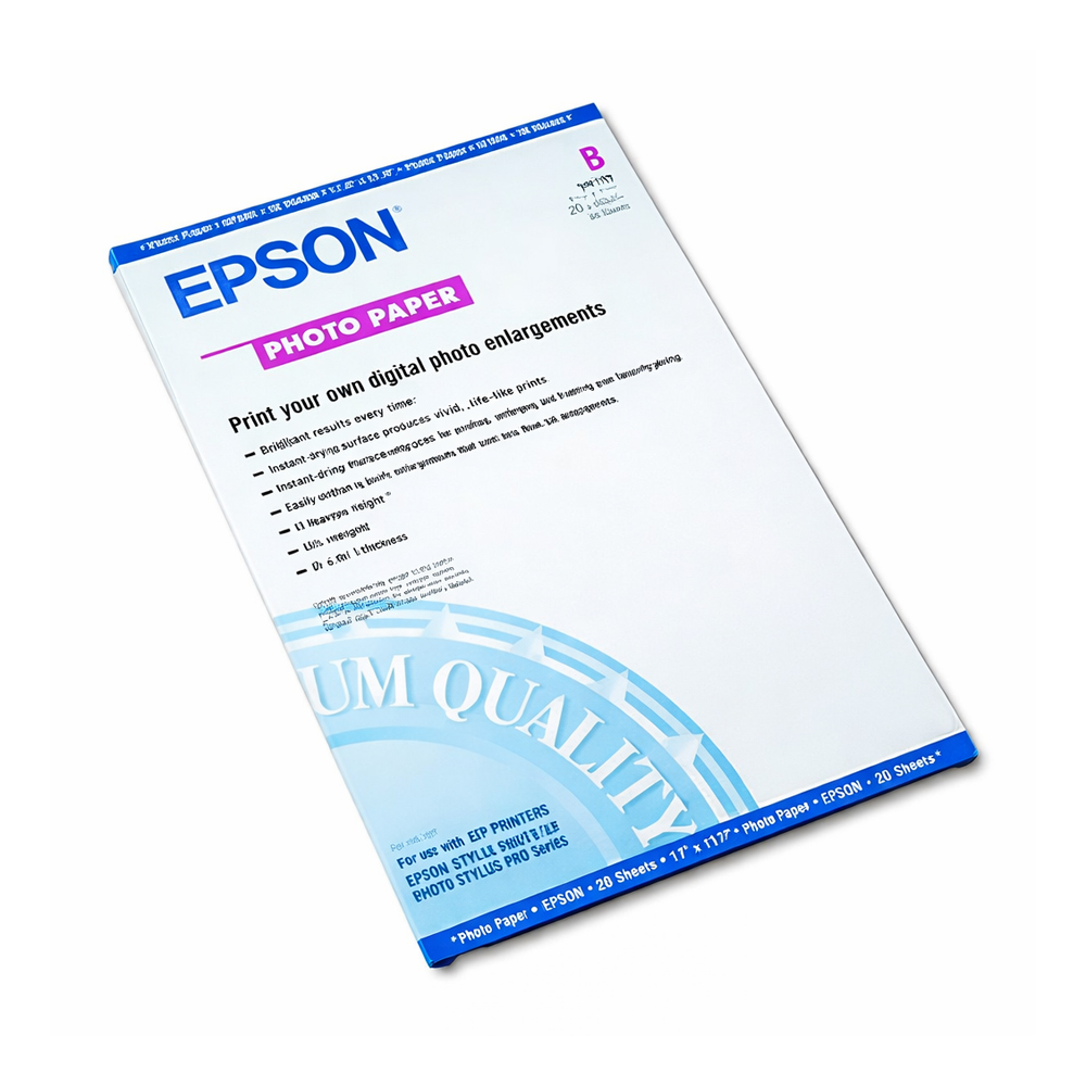 PAPEL FOTOGRÁFICO BRILLANTE EPSON ANSI B 20 HOJAS PARA STYLUS PRO 10XXX 5000 7000 9000 R2880 1100 - 1
