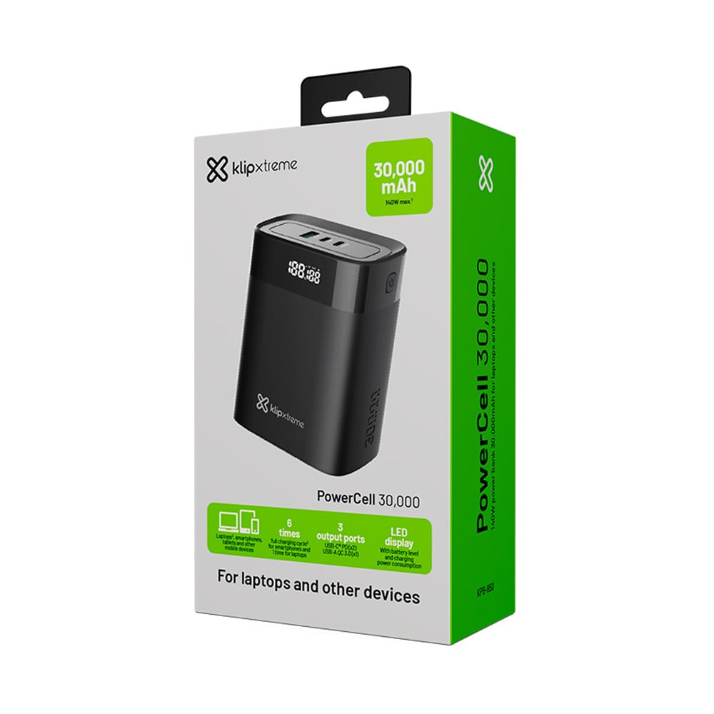 POWER BANK KLIP XTREME KPB-850 30000 MAH COLOR BLACK - 1