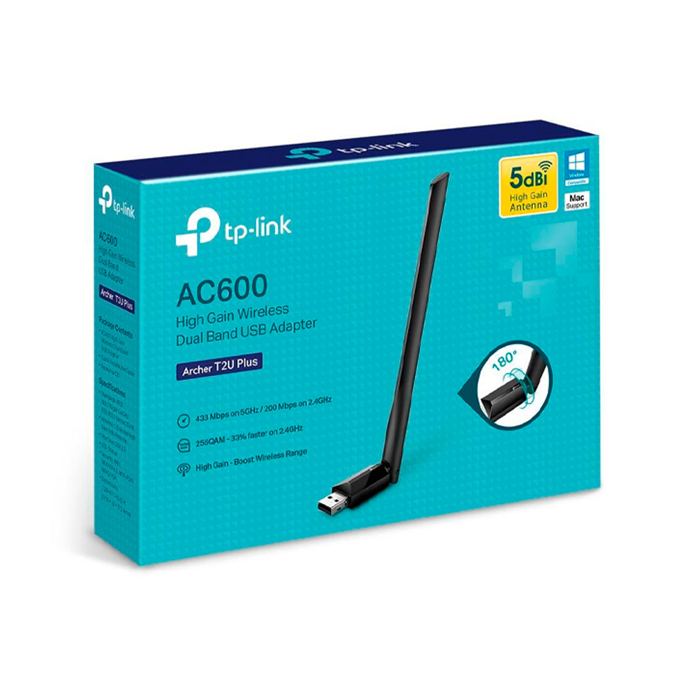 ADAPTADOR INALÁMBRICO TP-LINK ARCHER T2U PLUS WIFI DUAL AC600 VELOCIDAD 600MBPS - 1