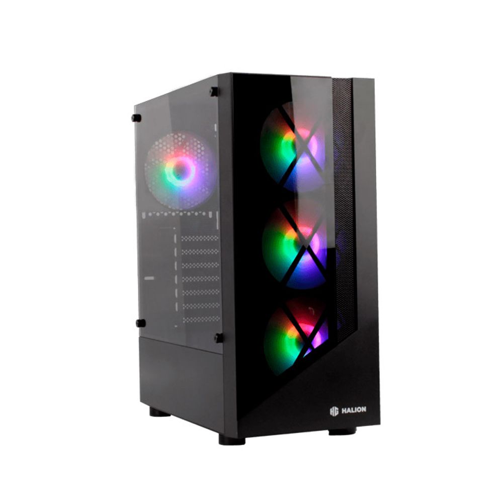 CASE GAMER HALION DRAGON CR15-B 500W CON PANEL DE VIDRIO TEMPLADO Y 4 COOLER FAN LED-RGB RAINBOW - 1