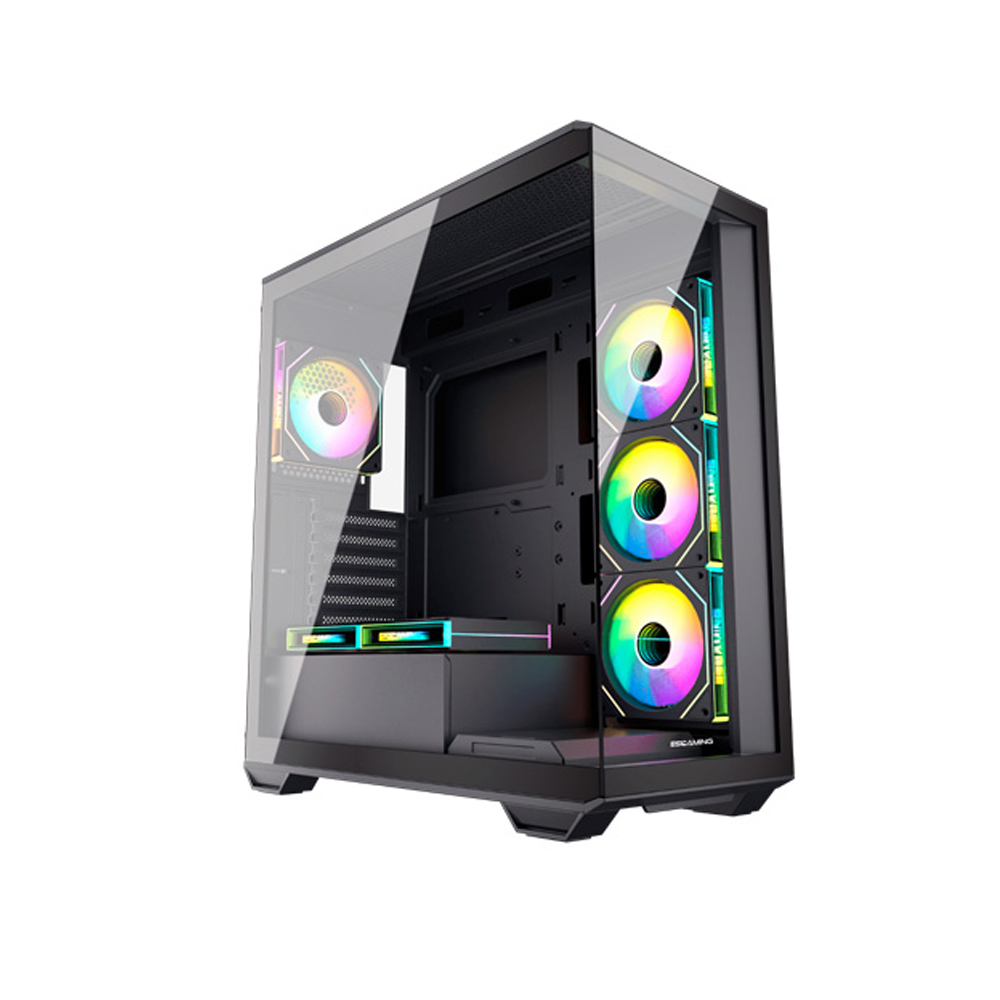 CASE GAMER ESGAMING GILGAMESH PANEL VIDRIO TEMPLADO 6 FAN COOLER ARGB COLOR NEGRO - 1