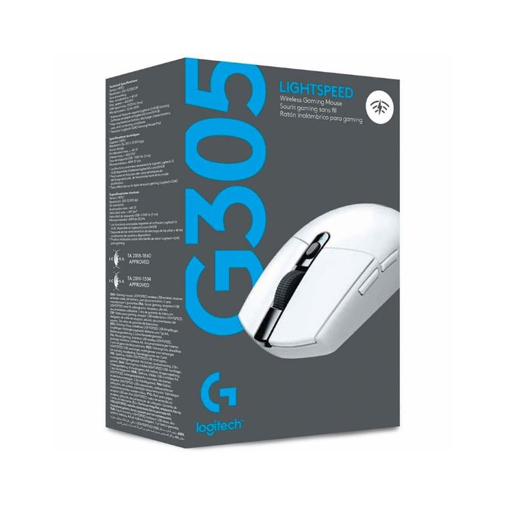 MOUSE LOGITECH G305 LIGHTSPEED WIRELESS BLANCO CONECTOR USB 250 HORAS BATERÍA RECARGABLE - 1