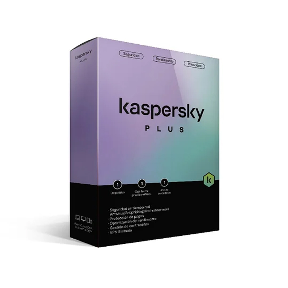 LICENCIA DE SEGURIDAD KASPERSKY KASPERPLUS PROTECCIÓN AVANZADA CONTRA VIRUS Y RANSOMWARE - 1