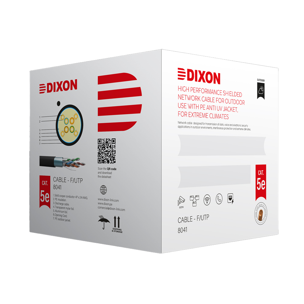 CABLE UTP DIXON 8041 CAT.5E 4P 24AWG EXTERIORES UV 305M - 1