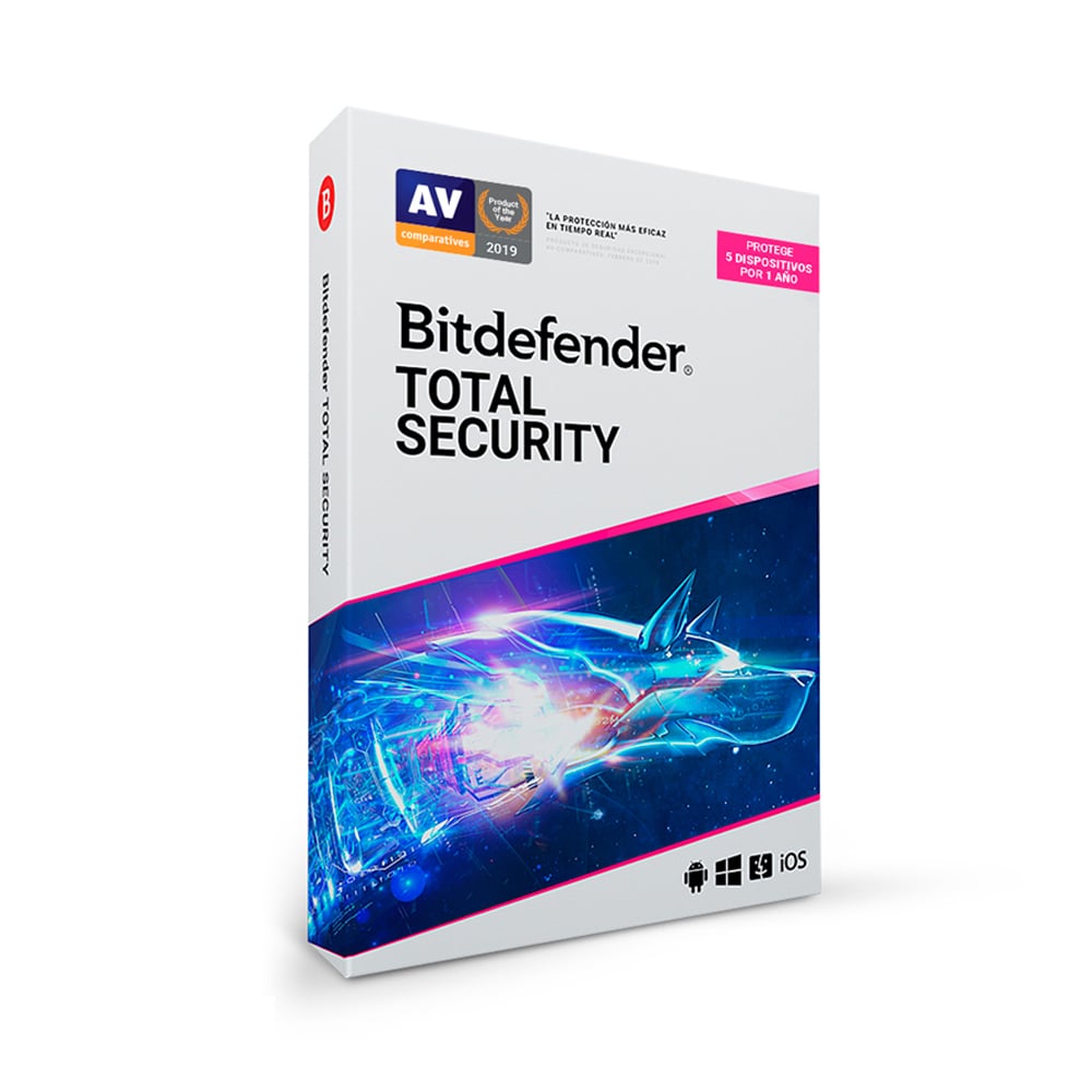 ANTIVIRUS BITDEFENDER TOTAL SECURITY 5 DISPOSITIVOS 12 MESES SEGURIDAD - 1