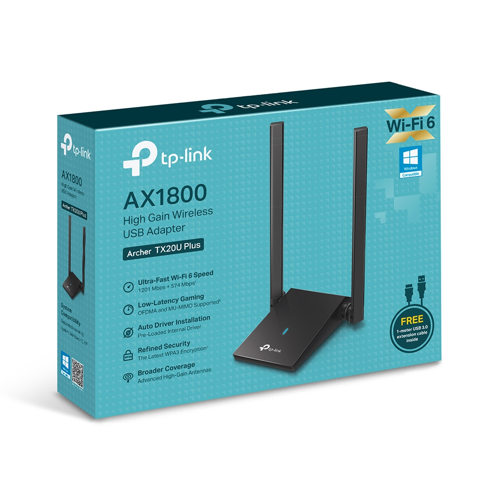 ADAPTADOR TP-LINK ARCHER TX20U PLUS AX1800 WIFI 6 USB VELOCIDAD 1800 MBPS - 1