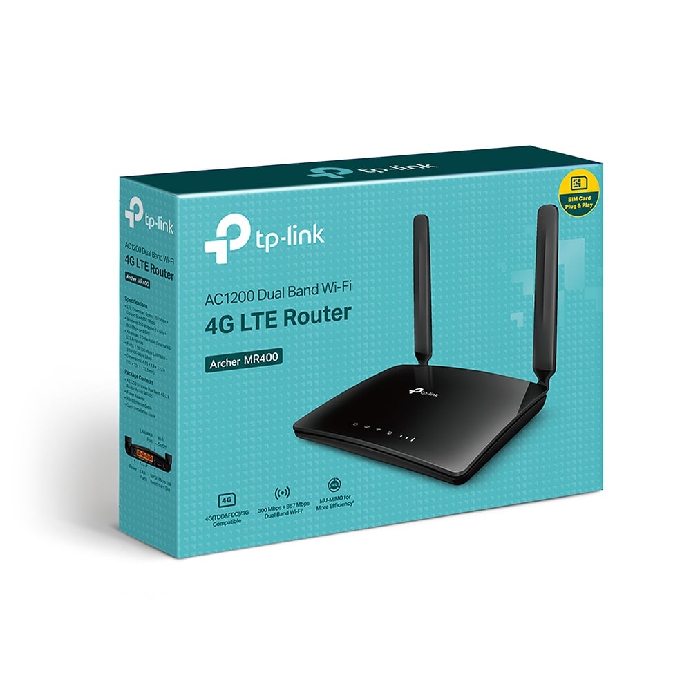 ROUTER TP-LINK TL-MR400 AC1200 4G LTE 4 PUERTOS CONECTIVIDAD - 1