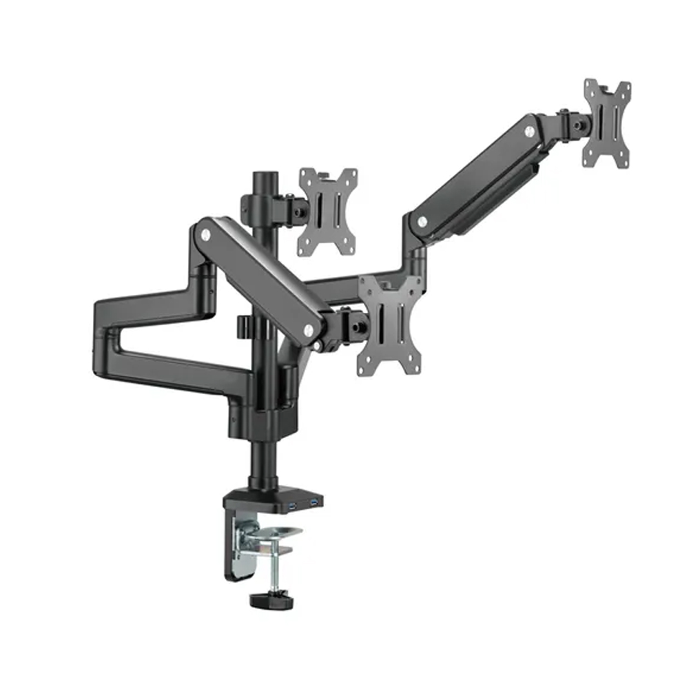BRAZO TRIPLE GMK53-36UB PARA MONITOR DE 17 A 32 PULGADAS CON AJUSTE DE ALTURA - 1