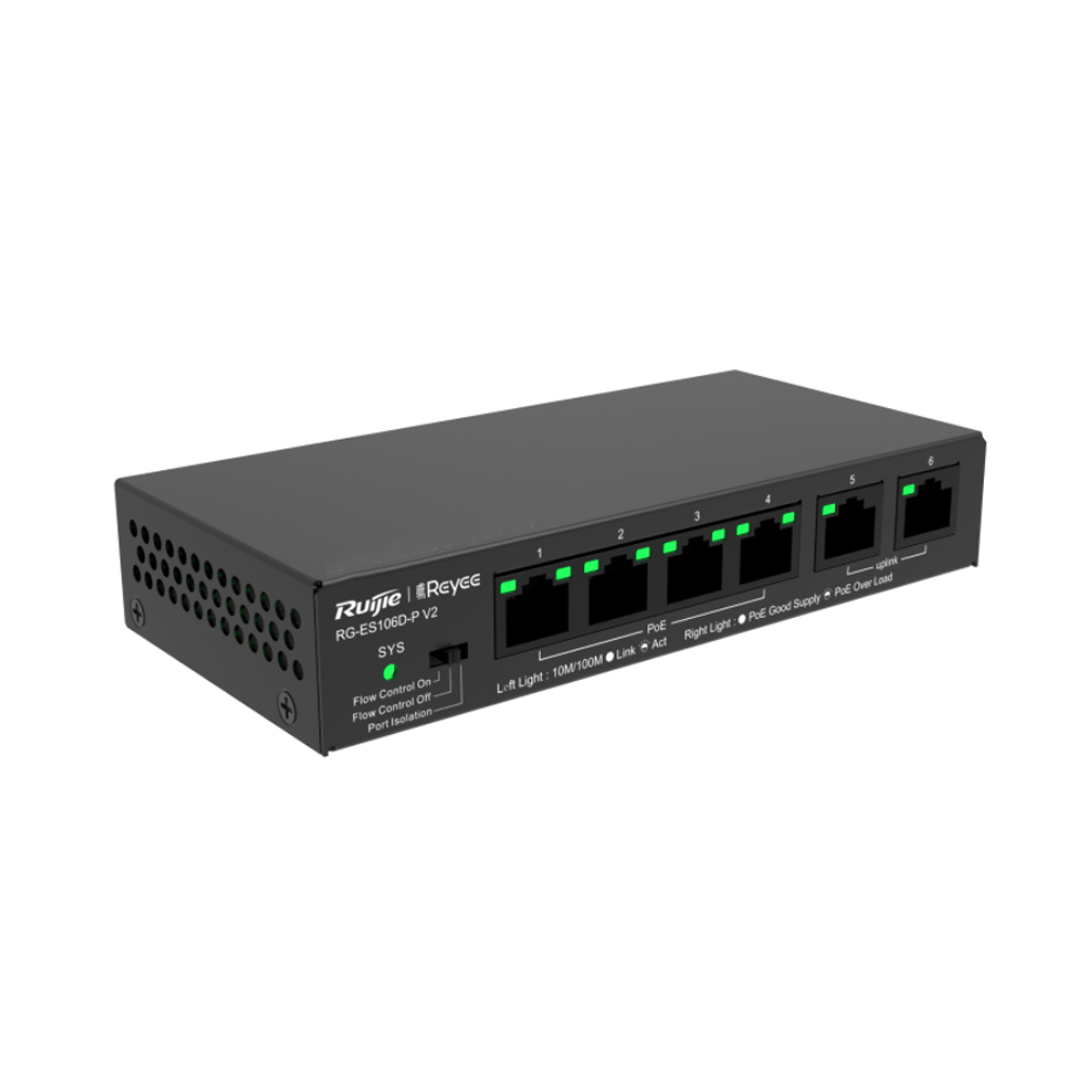 SWITCH RUIJIE RG-ES106D-P V2 POE+ 54W - 1