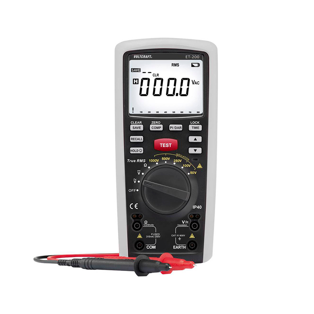 TESTER DE AISLAMIENTO DIGITAL VOLTCRAFT ET-200 1000V 20GΩ - 1