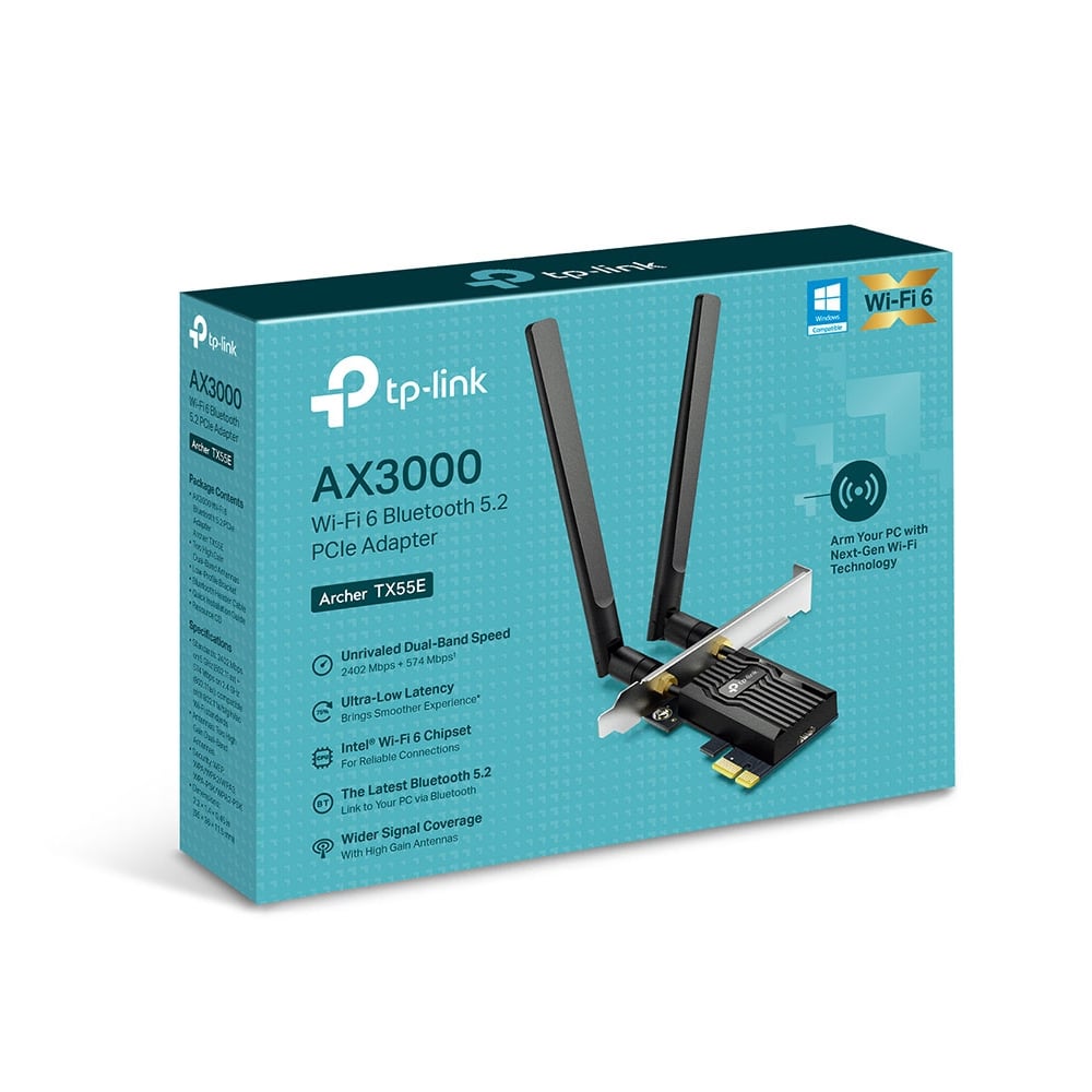 TARJETA DE RED TP-LINK TX55E PCIE AX3000 VELOCIDAD BLUETOOTH 5.2 - 1
