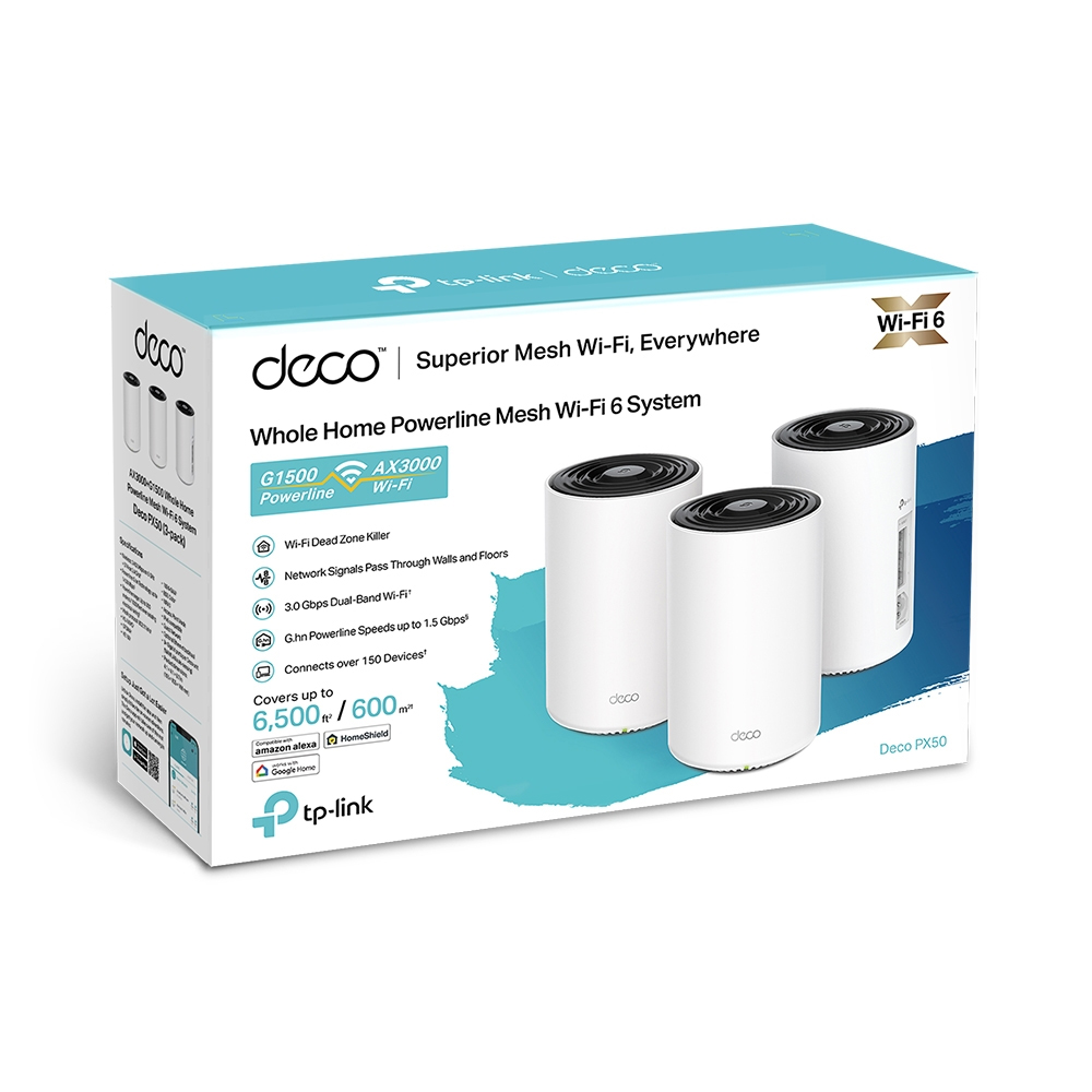 SISTEMA WIFI MESH TP-LINK DECO PX50-3 AX3000 POWERLINE 3000 MBPS - 1