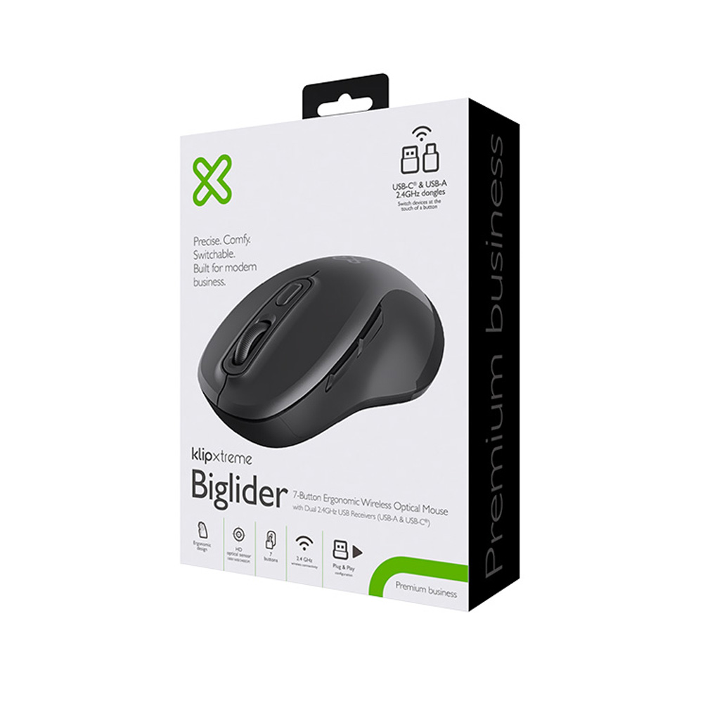 MOUSE KLIP XTREME - 2.4 GHZ - WIRELESS - DUAL DONGLE - 1