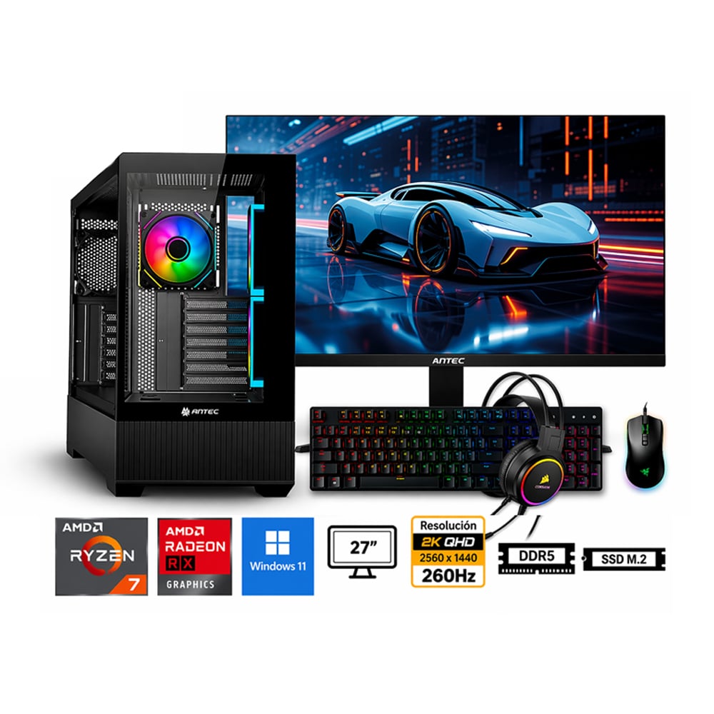 PC RYZEN 7 9700X PROPC FX-740 32|1TB|27' RADEON RX 9060 XT 16GB, W11HOME - 1