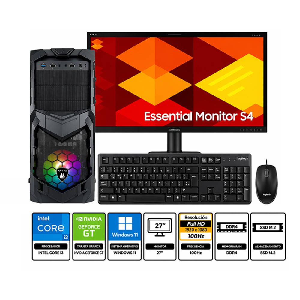 PC CORE I3-12100F PROPC ELEGANT 670 16|500|27' GEFORCE GT 710 2GB, W11HOME - 1