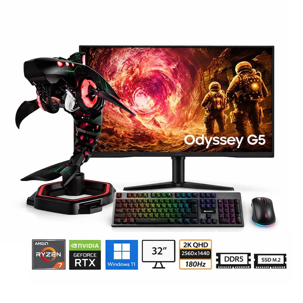 PC RYZEN 7 9800X3D PROPC SHARK X 32|2TB|32' GEFORCE RTX 5060 TI 8GB, W11PRO - 1