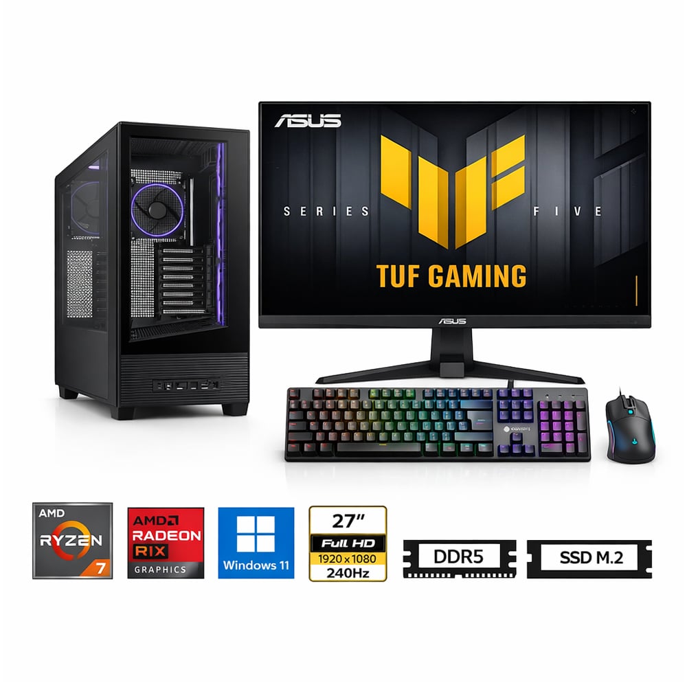 PC RYZEN 7 8700F PROPC A31 PLUS 16|1TB|27' RADEON RX 9060 XT 8GB, W11HOME - 1