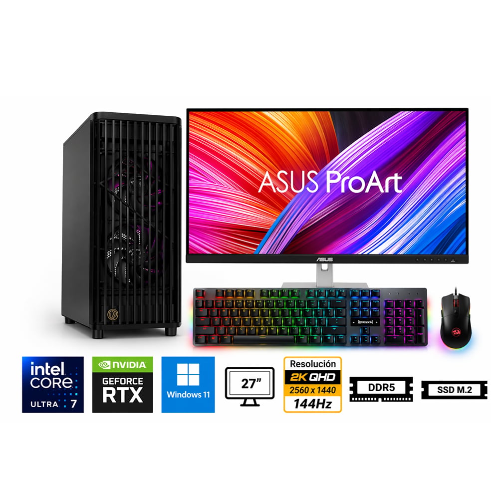 PC CORE ULTRA 7 265KF PROPC PROART WOOD 16|2TB|27' GEFORCE RTX 5060 TI 8GB, W11PRO - 1