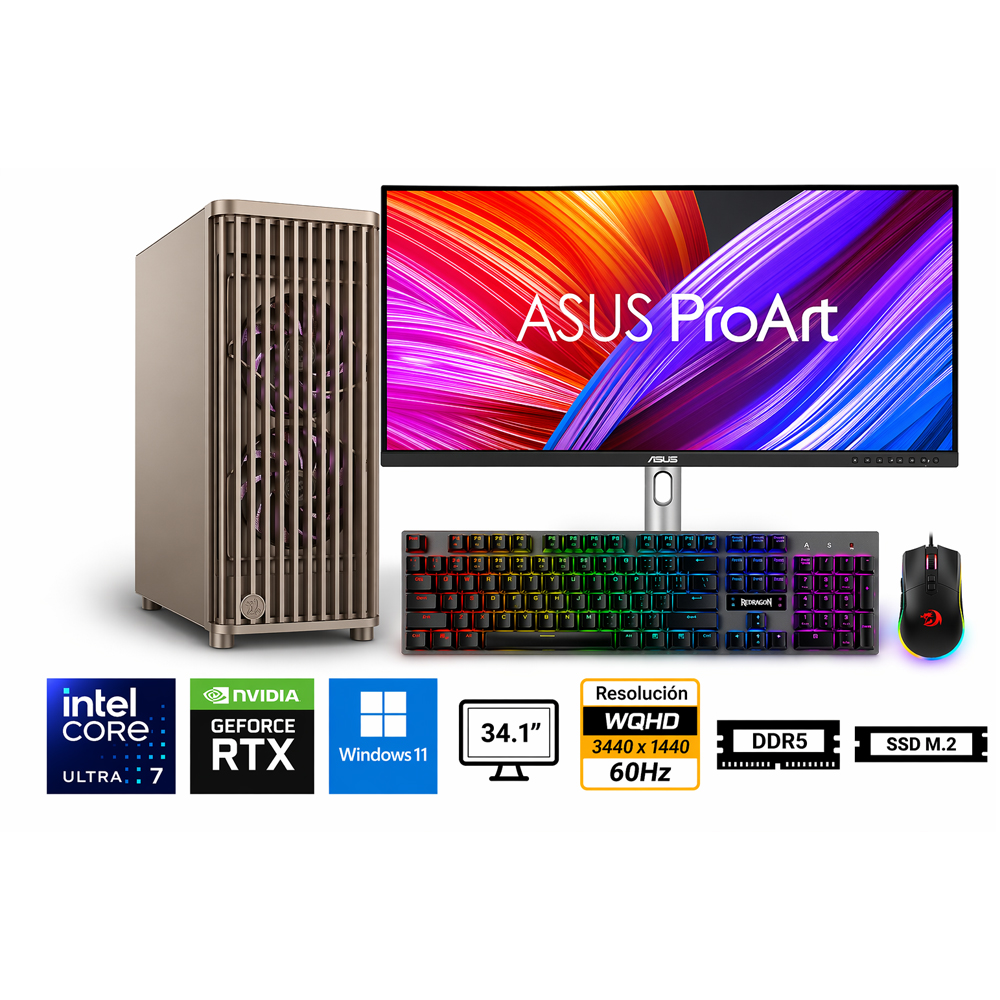 PC CORE ULTRA 7 265KF PROPC PROART WOOD BEIGE 16|2TB|34.1' GEFORCE RTX 5060 8GB, W11PRO - 1