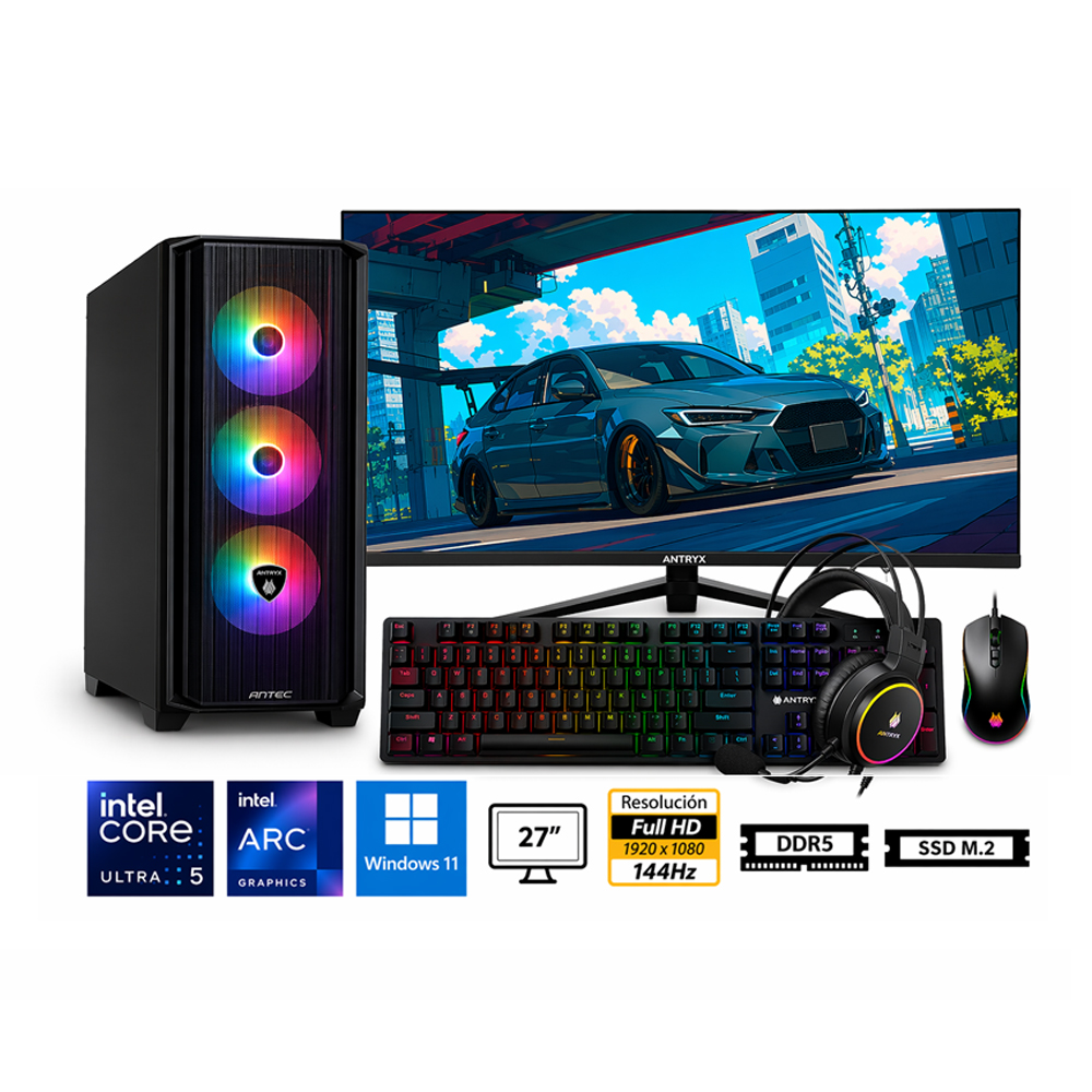PC CORE ULTRA 5 225F PROPC RX-270 16|512|27' INTEL ARC A380 6GB, W11HOME - 1
