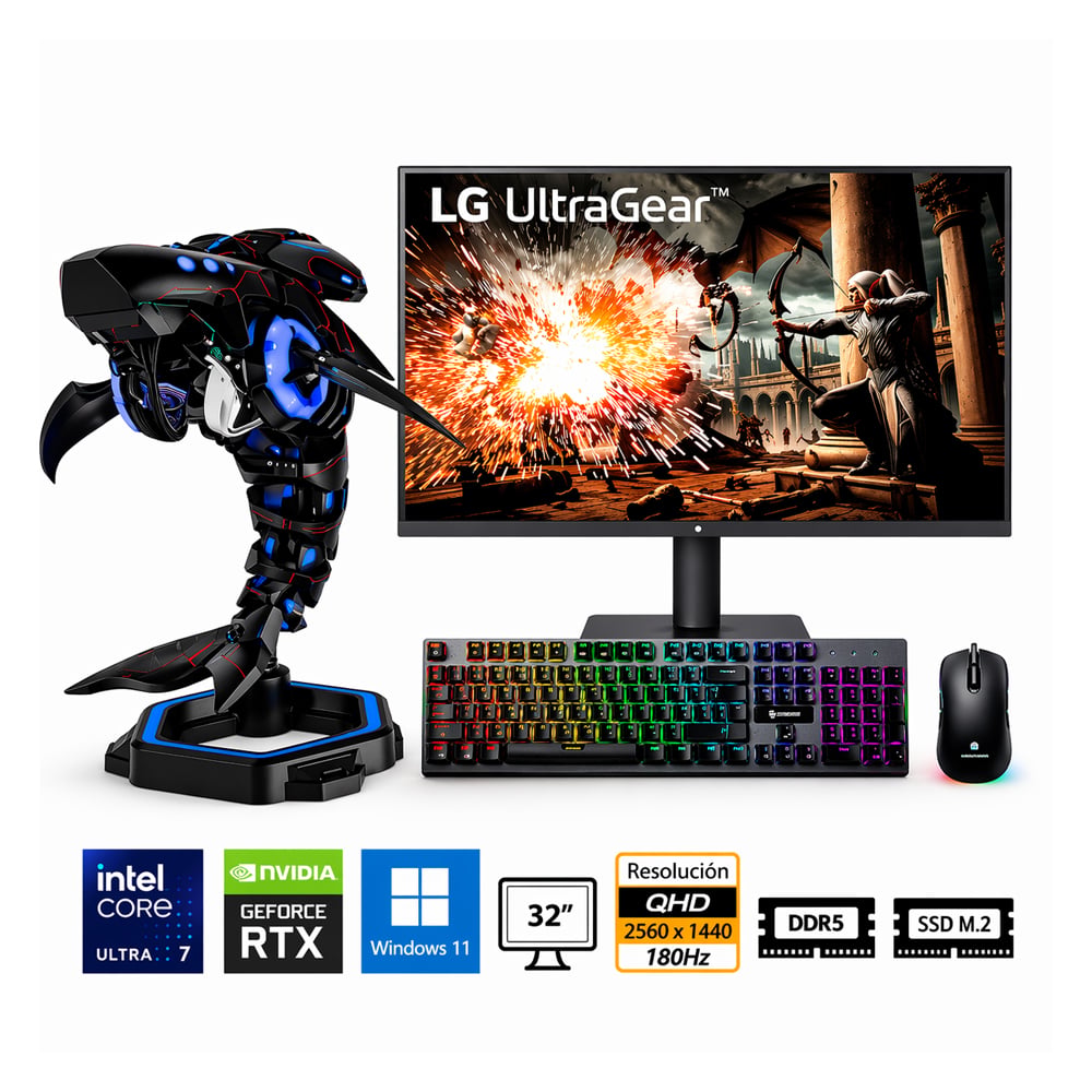 PC CORE ULTRA 7 265KF PROPC SHARK X 32|2TB|32' GEFORCE RTX 5060 TI 8GB, W11PRO - 1