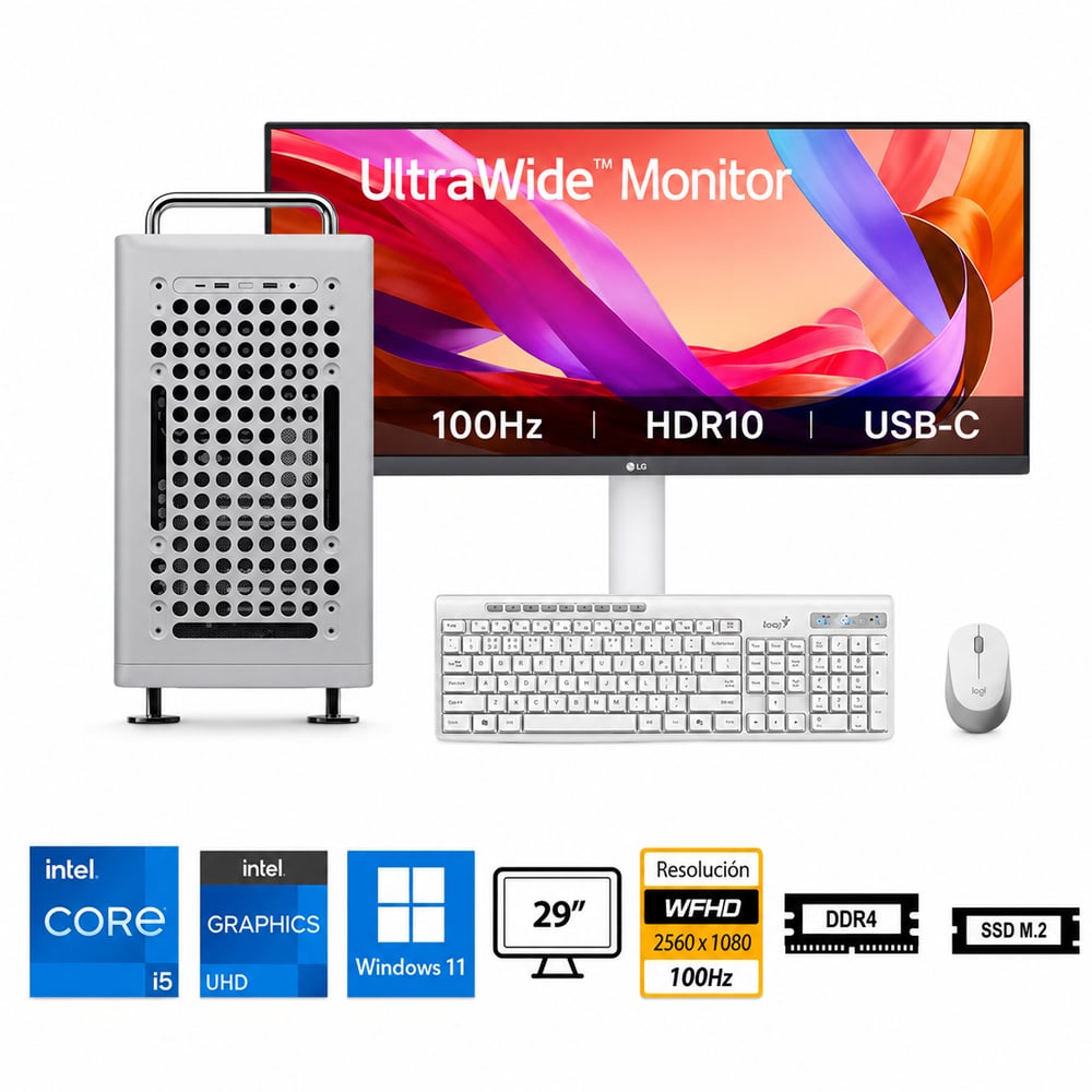 PC CORE I5-14400 PROPC QUBE 540 WHITE 16|512|29' GRAFICOS INTEL UHD 730, W11HOME - 1