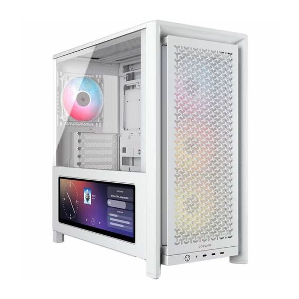 GABINETE GAMING CORSAIR FRAME 4000D RS ARGB, MID TOWER, VIDRIO TEMPLADO, BLANCO - 1