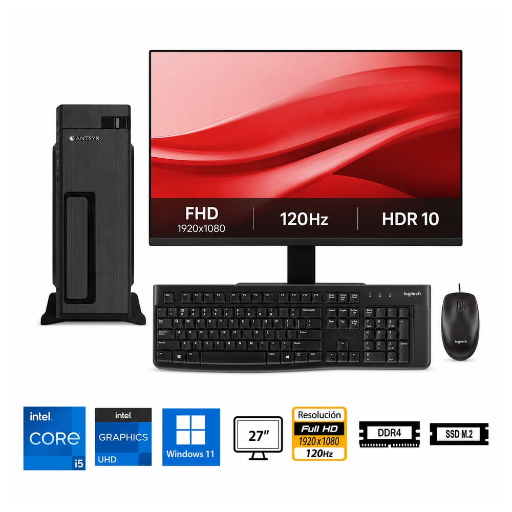 PC CORE I5-14400 PROPC XTREME XS-100UK 16GB RAM 512GB SSD 27' RESOLUCIÓN SLIM - 1