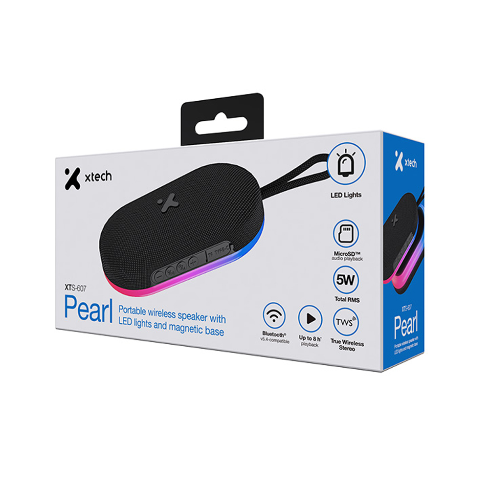 SPEAKER XTECH XTS-607 5W BLUETOOTH CON BASE MAGNÉTICA Y LUCES LED - 1
