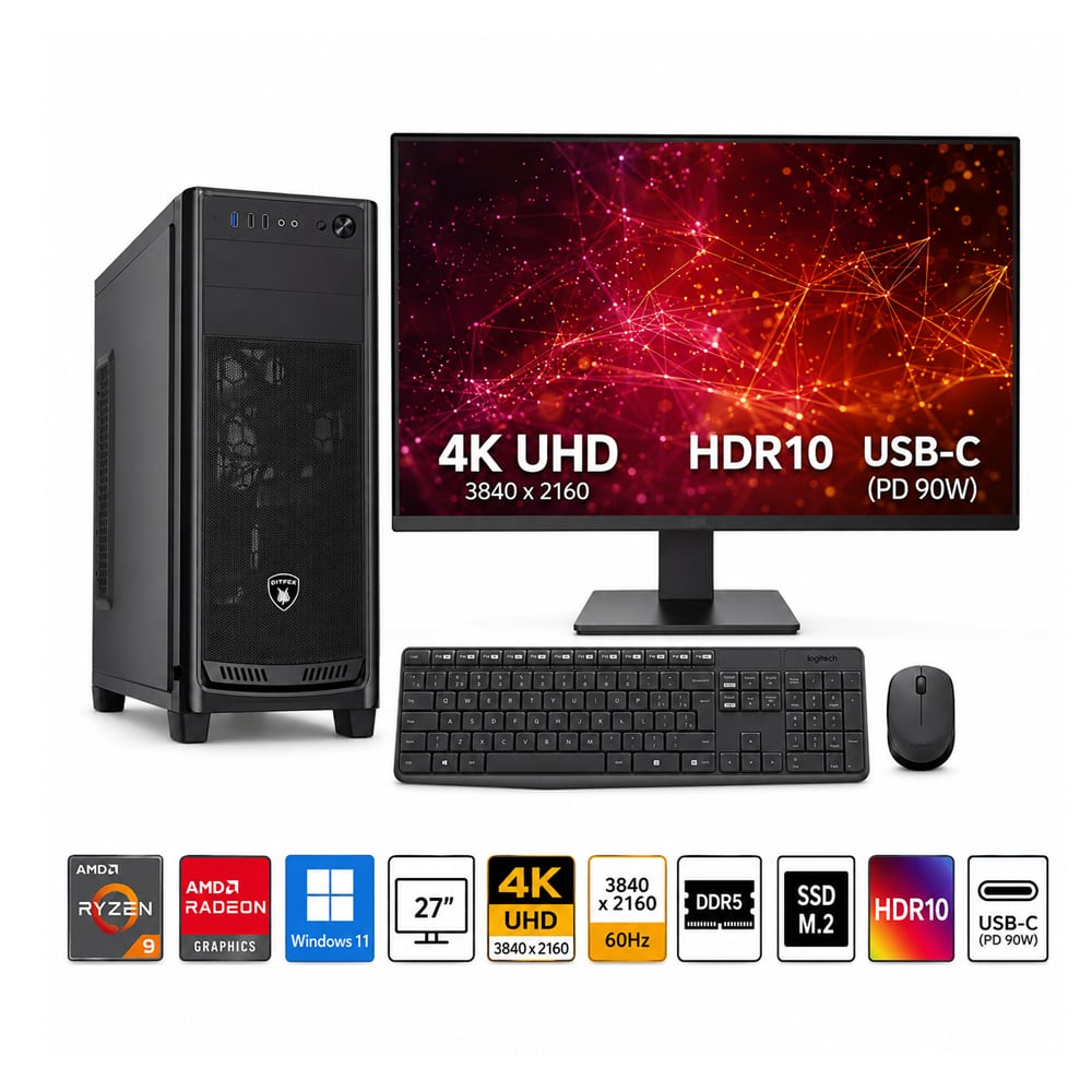 PC RYZEN 9 7900X PROPC RX-380 16|1TB|27' GRAFICOS RADEON, W11HOME - 1